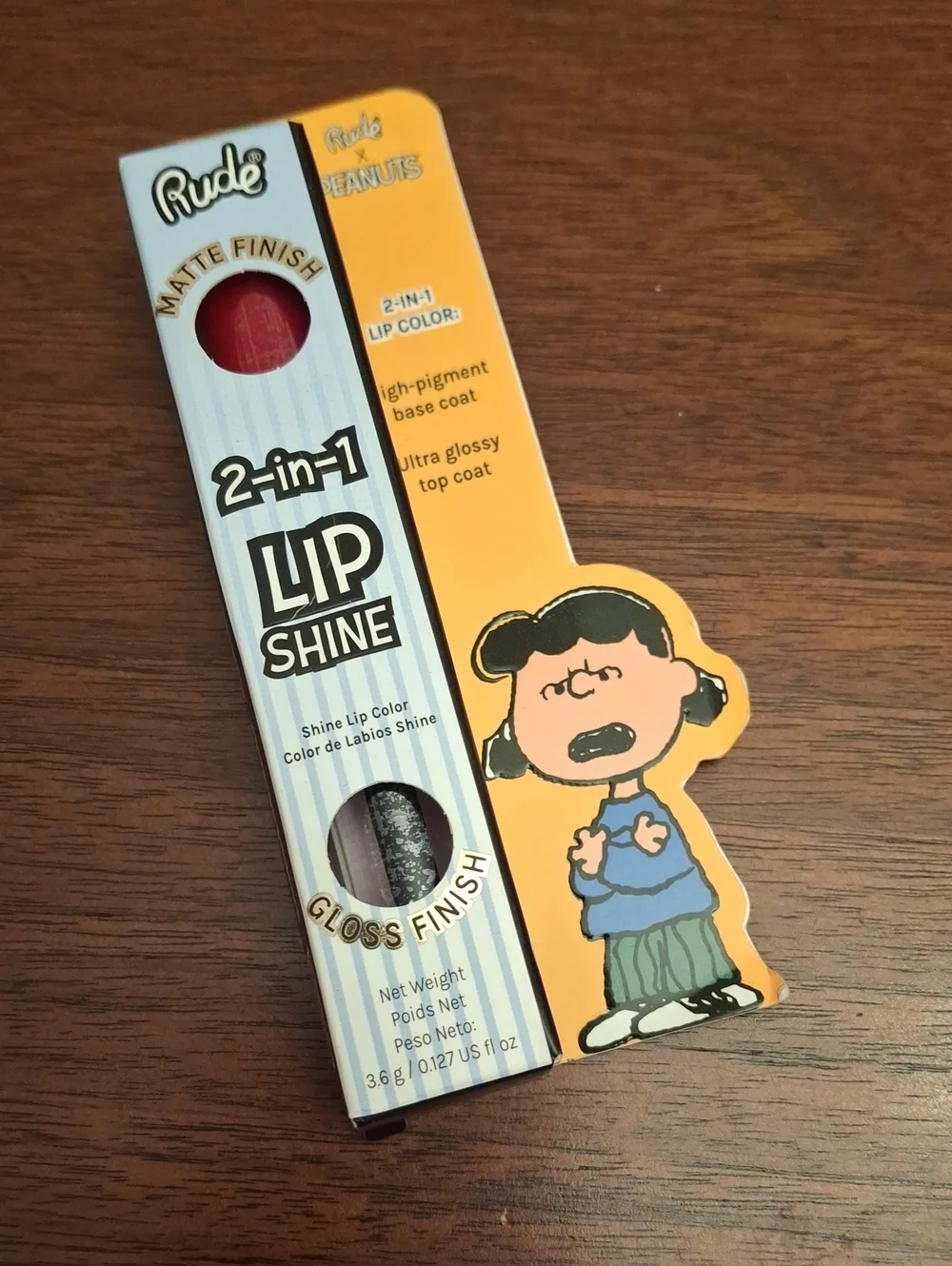 Rude LUCY 2-in-1 Lip Shine 3.6g - Crabby Red & Gloss New Sealed Box
